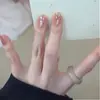Popular, de alta qualidade, adesivos de unha removíveis para nail art olho de gato em contas de vidro rosa nude galvanizado, formato oval curto, faz a pele parecer mais clara