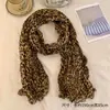 Bufanda de Algodón y Lino con Estampado de Leopardo Retro para Mujer Primavera Verano Corbata de Cuello Decoración Chica Spicy de Gama Alta Bufanda de Seda Chal Delgado con Cuello