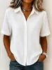 Transfronterizo 2026 Amazon Verano Nuevo Estilo Europeo y Americano Camisa de Algodón Puro para Mujer Color Sólido Casual Camisa de Botones para Mujer