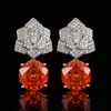 Otoño e Invierno Nuevo Joyería Huabi Juego de Joyería de Pétalos Naranja Corte Rosa Artificial Piedra Principal 12mm Venta al por Mayor