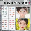 2026 Estilo Quente Novo Adesivos de Sobrancelha Estilo Chinês para Meninas, Adesivos de Tatuagem para Testa à Prova d'Água e Duradouros, Maquiagem de Performance para Sobrancelhas