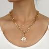 Collar con colgante redondo sencillo de moda, oferta transfronteriza de Amazon, regalo de San Valentín, cadena multicapa para mujer