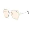 Celebridad de Internet Mismo Estilo Adornado con Cristal Sin Montura Personalidad Damas Tendencia Gafas de Sol Degradado Color Océano Gafas de Sol de Montura Grande al Por Mayor