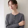 2026 Principios de Otoño Manga Larga Cachemir Mujer Forma de Diamante Hueco Top Chaqueta Cuello Redondo Cardigan Tejido Cardigan Fino de Cachemir para Mujer
