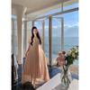 Vestido Longo Estilo Vintage Estrela da Tarde Pôr do Sol Dama Nobre 2026 Solto Sexy Socialite Artesanato Pesado Estilo Suave