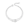 Pulsera de Doble Capa Flor de Cerezo para Mujer Niñas Flor de Cerezo Diseño de Nicho ins Pulsera de Flor con Diamantes de Circonita