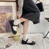 Sapatos Doces de Estudante Estilo Japonês com Renda Sapatos Pequenos de Couro Primavera & Outono Bico Redondo Fivela Sapatos Mary Jane Sapatos de Salto Baixo Raso
