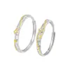 Lluvia de Meteoros Anillo de Pareja de Plata de Ley 925 Anillo de Pareja de Zirconia Estrella de Gama Alta Estilo Ins Cielo Estrellado Par de Anillos