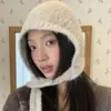 Chapéu de Tricô Novo Estilo Coreano Feminino Outono Inverno Versátil Emagrecimento Facial Quente Cachecol com Capuz Chapéu Integrado Chapéu Macio de Lã