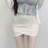 Dongdaemun Nova Versátil Branco Leitoso ~ Sexy Modeladora Cruzada Cintura Alta Bodycon Saia Se Sexy Bodycon