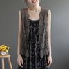 Verão 2023 Novo Colete Cardigan de Crochê de Algodão Vazado Feminino Artístico Retrô Solto Casaco