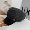 Sombrero Octogonal de Gamuza con Ala Empalmada, Nuevo para Otoño e Invierno, para Mujer, Sombrero de Periódico Retro Británico Versátil de Gama Alta para Mostrar el Rostro, Gorra de Pintor