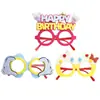 Nuevas Gafas de Decoración para Fiesta de Cumpleaños Accesorios de Atmósfera para Cumpleaños Infantil Globo con Letra Montura de Gafas con Purpurina