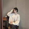 Sudadera de Manga Larga Monoprenda de Color Sólido para Mujer, Holgada, Ajustada y Cubridora de Carne, Estilosa para Estudiante, Versátil, Top de Chaqueta Corta Estilo Occidental