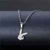 Collar con Colgante de Conejo Lindo Dongdaemun de Corea del Sur para Mujer Acero Inoxidable Estilo Frío Animal Popular Acero de Titanio Joyería Hip-hop