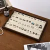 Soporte de Exhibición de Anillos de Madera Maciza Bandeja de Almacenamiento para Pendientes Aretes Pulseras Soporte de Exhibición de Joyería Accesorios de Escritorio