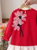 Vestido de Moda Otoñal Transfronterizo para Niñas 2026 con Flores Tridimensionales y Dobladillo Fruncido