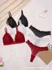Conjunto de calcinha de renda com estampa de bolinhas respirável e sutiã com fecho frontal sexy para mulheres plus size transfronteiriço