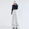 Otoño 2026 Nuevo Casual Americano Forro de Polar Engrosado Tacto de Alta Gama Cintura Alta Adelgazante Cómodo Transpirable Pantalones de Pierna Ancha
