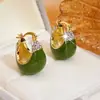 Moda fresca abacate verde diamante cesta orelha fivela primavera e verão novo nicho design joias de alta qualidade