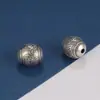Plata de ley S925 con accesorios de cuentas redondas tipo barril, cuentas vintage de tambor, accesorios de cuentas de barril de pez dorado, material hecho a mano para DIY con cuentas