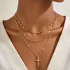 Cadena de Perlas Oceánicas de Venta Caliente Transfronteriza Europea y Americana Cadena para Clavícula de Mujer Colgante de Estrella de Mar y Concha Collar Multicapa Apilable Venta al por Mayor
