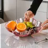 Plato de frutas lujoso y elegante con bordes dorados transparentes para frutas secas y dulces, adecuado para mesa de centro de sala de estar, mesa de comedor de cocina y plato de hueso