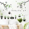 Novo LD94015 galhos de plantas verdes frescas em vaso Quarto de pássaro sala de estar decoração de parede de casa adesivos de parede autoadesivos