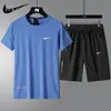 Ropa para Hombre 2026 Verano Seda de Hielo Deportivo Casual Traje Camiseta de Manga Corta/Pantalones Cortos Secado Rápido Correr Fitness Conjunto de Dos Piezas