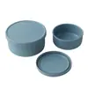 Caixa de Conservação de Alimentos de Silicone Caixa de Conservação de Frutas e Vegetais Redonda com Tampa Caixa para Piquenique de Carro Almoço de Micro-ondas