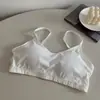 Ropa interior de verano nueva, sujetador de tirantes de seda helada para mujer, body de una pieza con copa fija, anti-rozaduras, fino, con tirantes, tipo top tubo