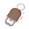 Abridor de Garrafa Chaveiro Popular Transfronteiriço em Couro Laser Aço Inoxidável Chaveiro DIY Texto Logo Pingente de Presente
