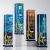 Nuevo trofeo de cristal de alta calidad medalla metal resina madera maciza colorido personal competencia empresa premio honor empresarial