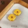 Nuevo Estilo Chino Método Antiguo Oro de Arena Caqui Caqui Ruyi Trébol de Cuatro Hojas Colgante Collar para Mujer Sensación de Alta Gama Cadena de Suéter con Colgante de Tallo de Caqui