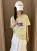 Envío Directo desde el Mercado de las Trece Líneas: Camiseta de Algodón Copo de Nieve, Envío Directo de Una Pieza, Cuello Redondo, Adelgazante, Versátil, Manga Corta, Verano, Fábrica de Origen