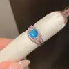 Anillo Abierto de Zircón Redondo Esmaltado Mariposa Lujo Ligero Gama Alta Versátil Anillo para Dedo Índice Estilo Fresco Dulce Joyería de Mano para Mujeres