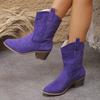 Botas Curtas Bordadas Femininas de Tamanho Grande Transfronteiriças 2025 Novas Retrô Bico Fino Salto Grosso Botas Western Cowboy Amazon