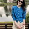 Chaqueta Cardigan de Punto Amarillo de Manga Larga para Mujer 2025 Primavera y Verano Nuevo de Alta Gama con Temperamento Casual Adelgazante Top de Punto