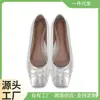 Zapatos Planos Casuales Dorados y Plateados con Lazo Cuadrado 2025 Color Europeo y Americano Primavera y Verano Nuevos Planos Planos para Mujer Ballet Microfibra