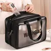 Bolsa de maquillaje impermeable con separación para seco y húmedo, bolsa de tocador portátil de gran capacidad para viajes, bolsa de almacenamiento de maquillaje de mano para baño y fitness