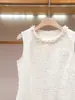 [En Stock] Vestido de Tweed sin Mangas con Perlas, Personalizable, Verano, Estilo Pequeña Fragancia, Ropa Fina para Mujer, Shenzhen Nanyou
