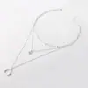 C148 Moda Transfronteriza Europea y Americana Nuevo Disparo Callejero Estrella de Cinco Puntas Luna de Diamante Completo Collar Multicapa para Mujer