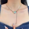 Collar de Cadena Fina Deslizante con Mariposa de Pedrería Láser Moderna y Genial para Mujer, Diseño Nicho de Lujo, Elegante Cadena para Clavícula