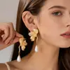 Pendientes de Hoja de Ginkgo y Perla en Forma de Gota de Diseño de Nicho de Alta Gama de Venta Caliente Transfronteriza Versátiles para el Viaje Diario y el Uso Cotidiano con un Toque de Lujo