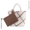 Bolso Tote Tejido a Mano Transfronterizo Tela de Nailon para Buceo Textura de Alta Gama Color en Contraste Cesta de Verduras Cubo Bolso de Mano