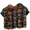 Estación Independiente Transfronteriza Halloween Impresión Digital 3D Manga Corta talla extra para Hombre Holgada Camisa de Fiesta Kuso