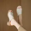 2026 Primavera/Verão Novo Estilo Confortável Roupa Externa Boca Rasa Fashionável Salto Grosso Antiderrapante Solado Grosso Salto Alto Bico Aberto Chinelo Slip-On
