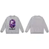 Moletom BAPE com estampa de cabeça de macaco estilo japonês, tendência transfronteiriça, gola redonda, unissex, corte solto, jaqueta de manga curta para outono e inverno