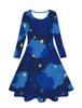 Vestido de Manga Larga para Niña con Estampado Digital 3D Dulce de Nubes, Estrellas y Luna para Primavera y Otoño Transfronterizo