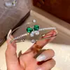 Pulsera Abierta de Mariposa Geométrica con Pedrería Transfronteriza Europea y Americana, Pulsera Versátil de Temperamento a la Moda, Joyería de Mano de Lujo Ligero de Alta Gama para Mujeres